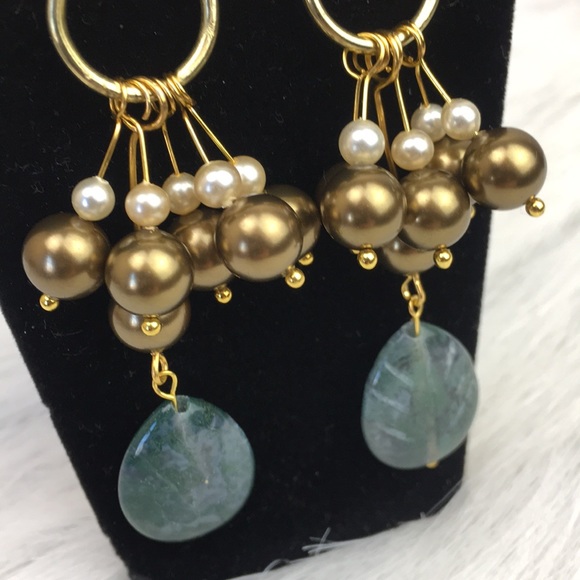 ❤️SOLD❤️Swarovski bronze beaded gold earrings - Picture 2 of 5